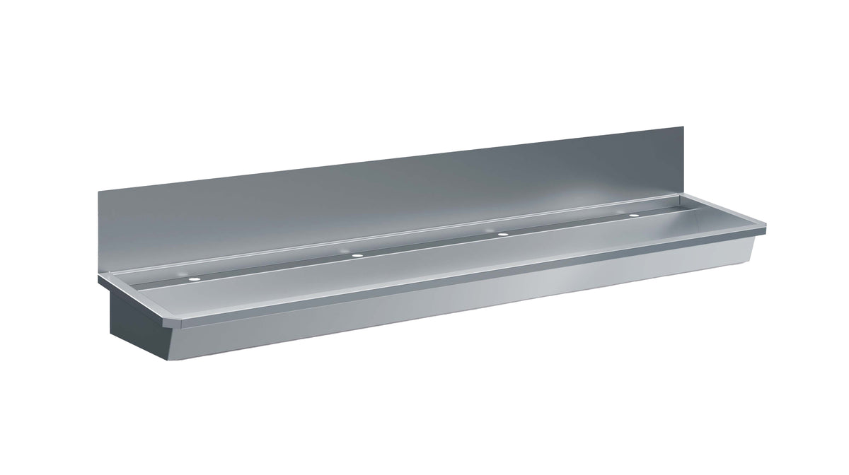 Edelstahl-Handwaschbecken / 2400 mm breit / 4 Armaturplätze / Combisteel