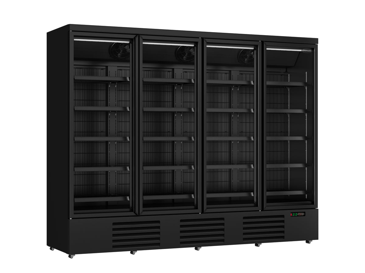 Tiefkühlschrank / 4 Glastüren / Schwarz / 2120 L / 2550 × 710 × 2003 mm / Combisteel