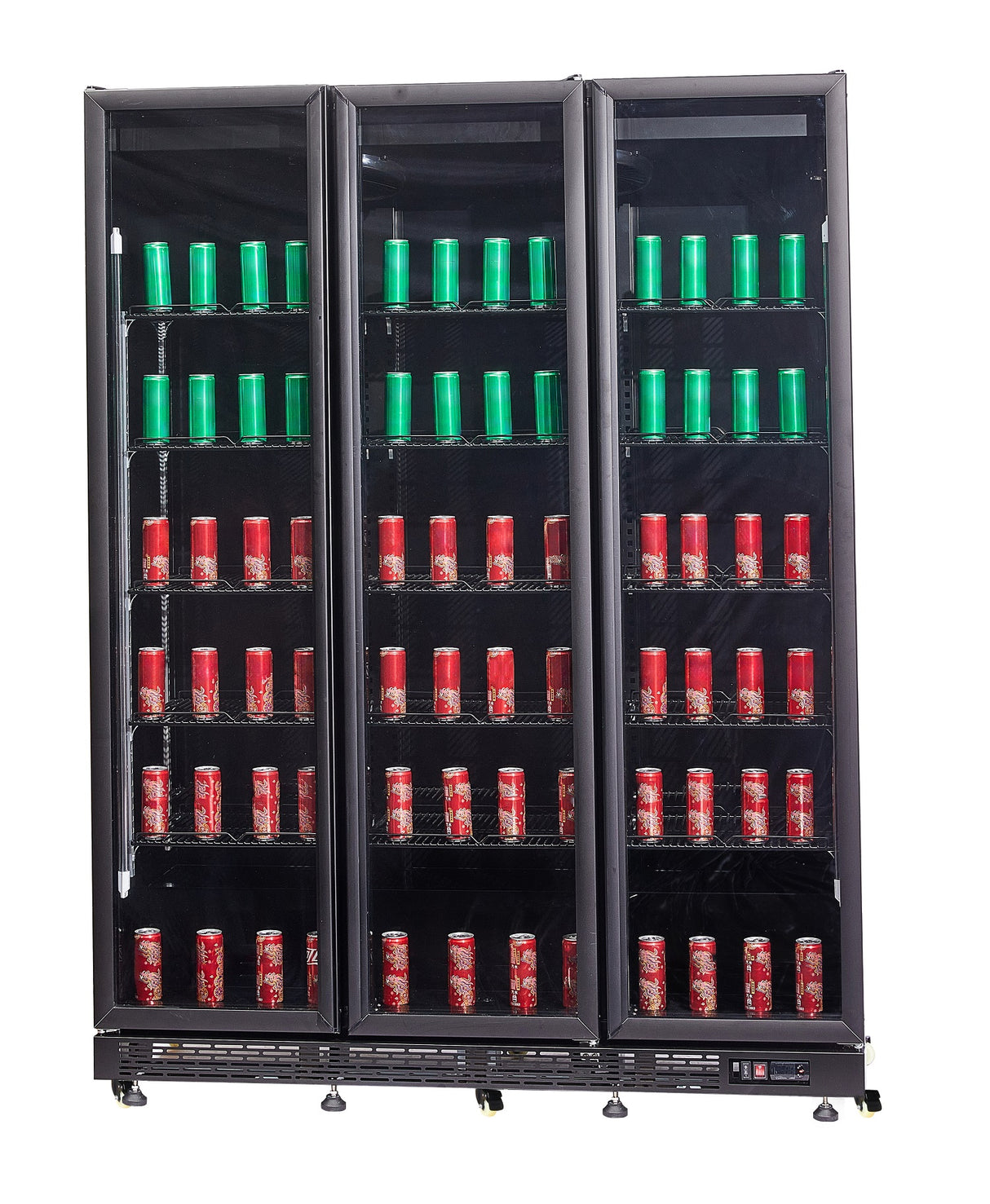 Getränkekühlschrank 3 Glastüren Schwarz NAP-1200 Mit Türheizung
