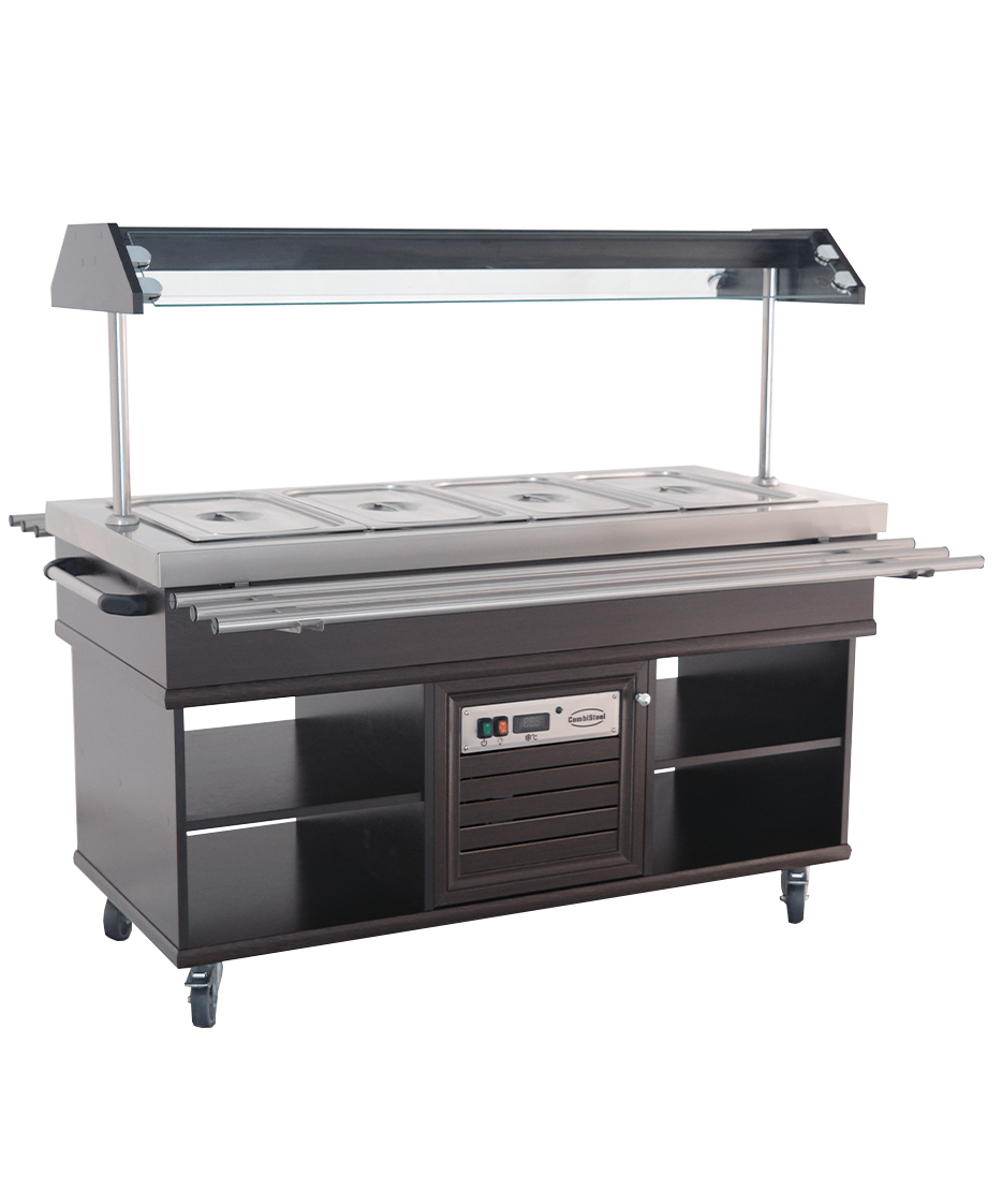 Warmes Buffet / 4 × 1/1 GN / Mahagoni / 1500 × 700 × 1400 mm / Combisteel