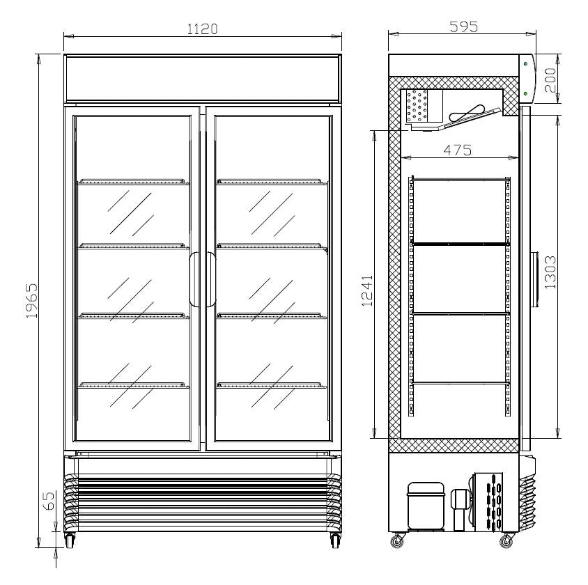 ХЛАДИЛНИК С ПЛЪЗГАЩИ СЕ СТЪКЛЕНИ ВРАТИ BEZ-750 SL