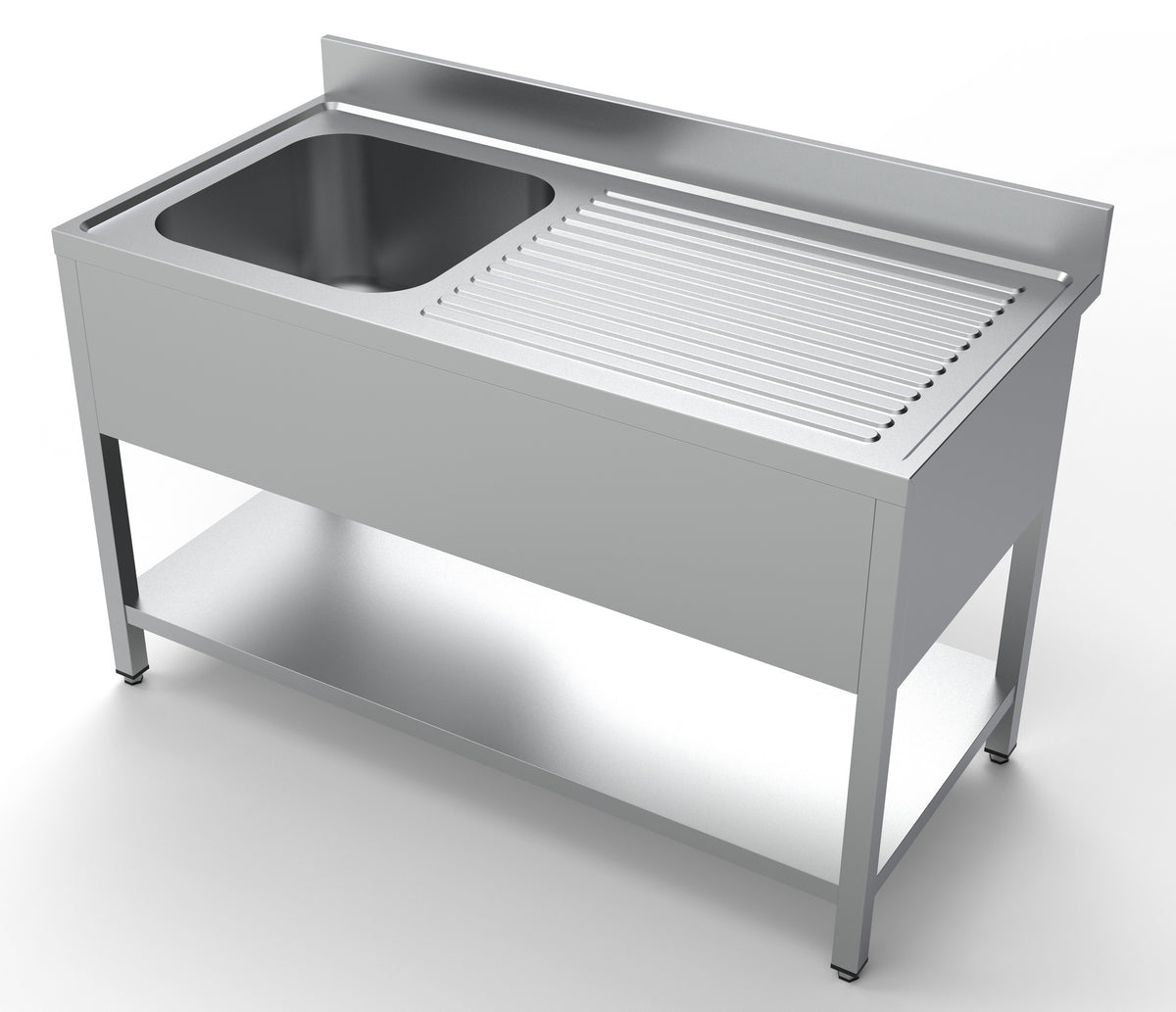 Spültisch mit Grundboden & 1 Becken links / 1400 × 700 mm / Combisteel