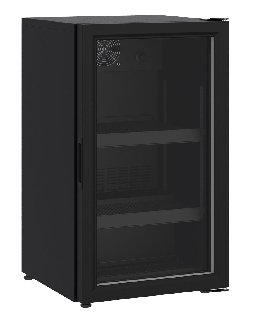 Barkühlschrank mit 1 Glastür 136L Schwarz