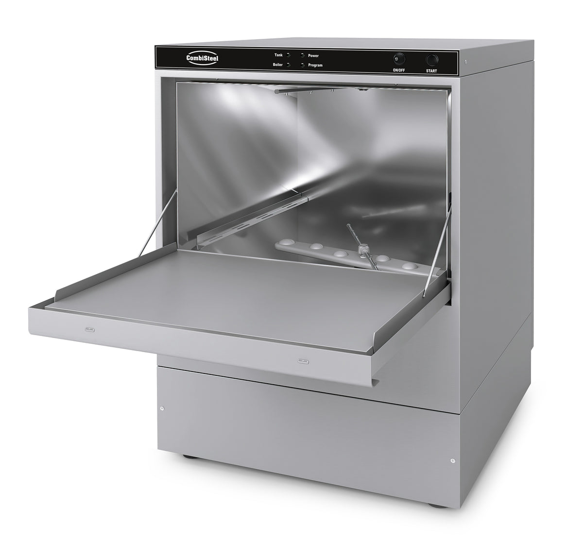 Frontlader Geschirrspülmaschine / 230 V / Korb 500 × 500 mm / mit Abwasserpumpe / mit Spülmitteldosierer / Combisteel