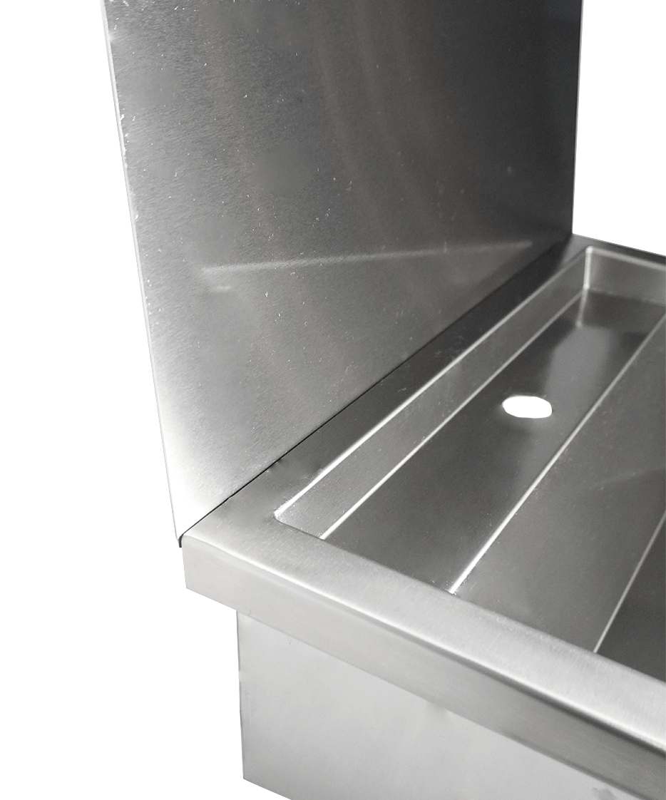 Edelstahl-Handwaschbecken / 600 mm breit / 1 Armaturplatz / Combisteel