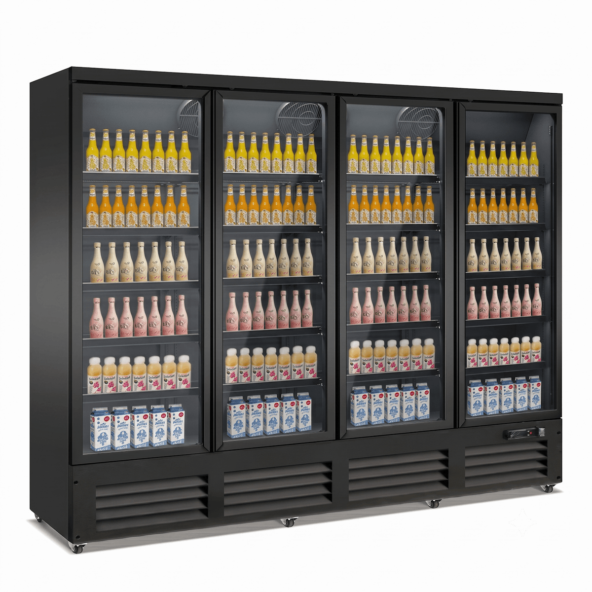 Getränkekühlschrank / 4 Glastüren / 2000 L / Schwarz / Combisteel