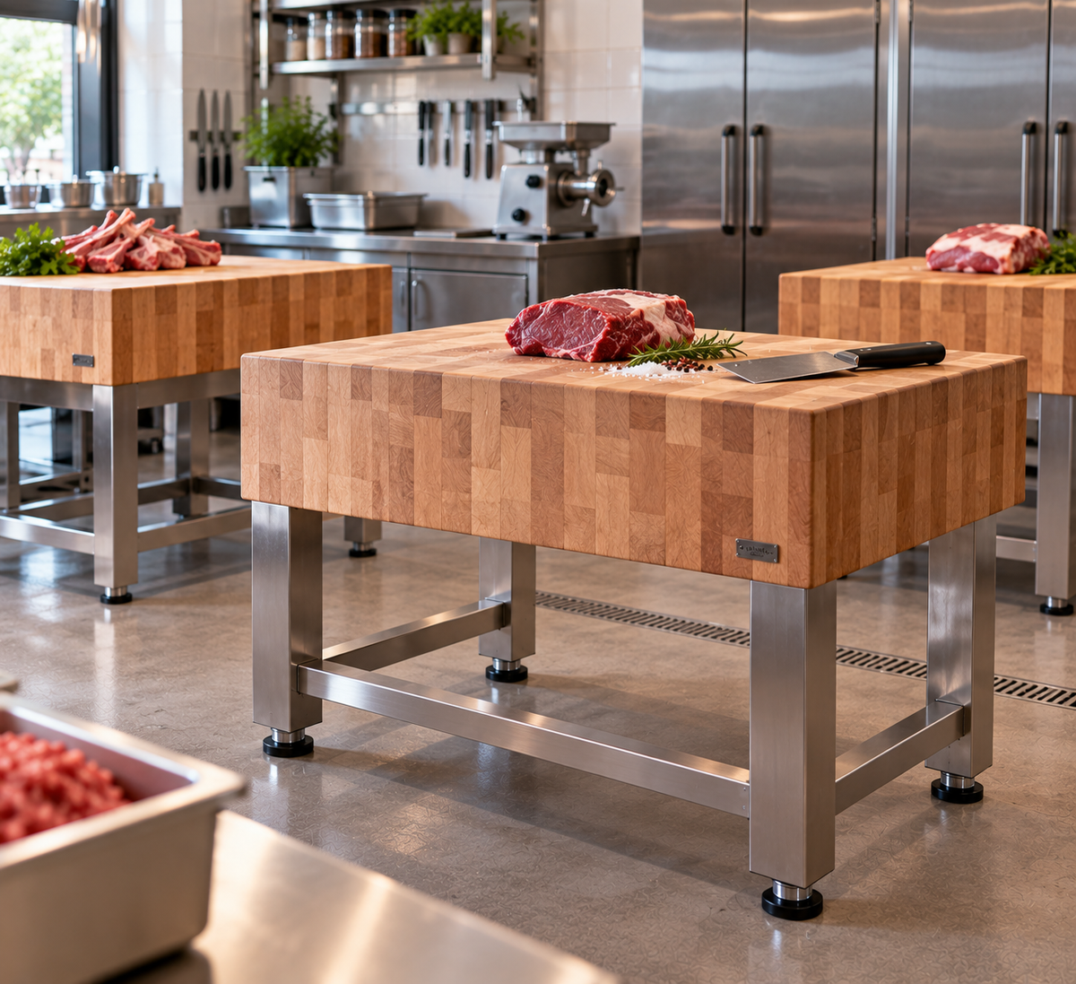 Hackblöcke aus Polyethylen für Gastronomie und Großküchen