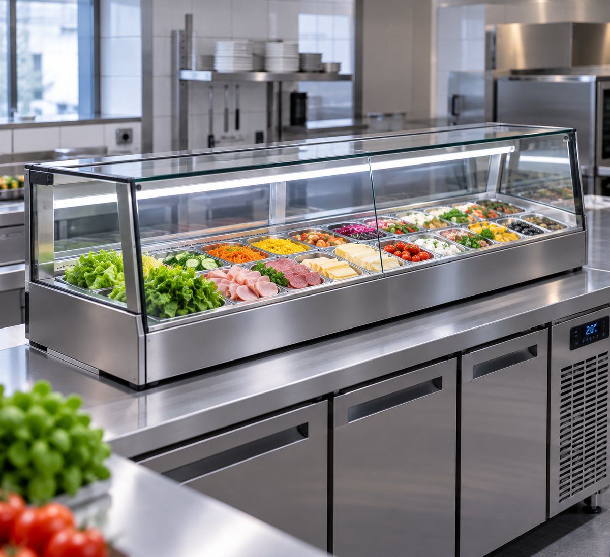 Kühlaufsatzvitrinen für Gastronomie, Pizzerien und professionelle Küchen