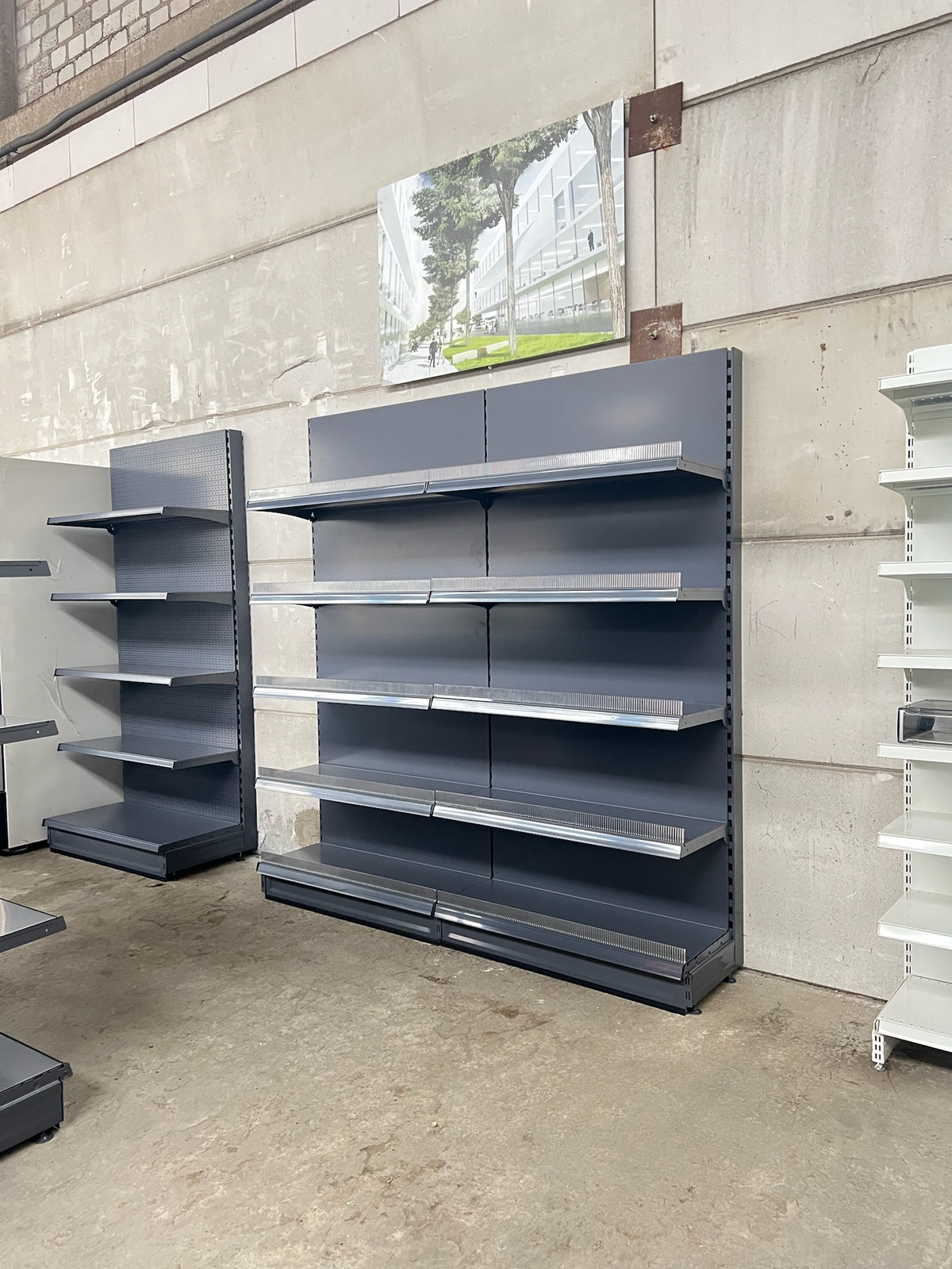Wandregal / glatte Rückwand / RAL 7015 / Schiefergrau / 1003 × 370 × 2100 mm / Aircon Shop