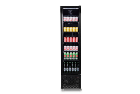 Combisteel / Slim Kühlschrank / 1 Glastür schwarz / 217 L