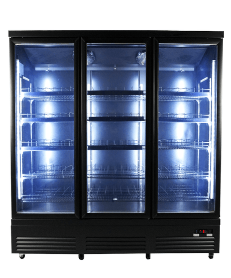 ХЛАДИЛНИК С 3 СТЪКЛЕНИ ВРАТИ ЧЕРЕН CEB-1600R BL