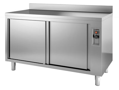 Warmhalteschrank mit Aufkantung / 700 mm tief / 1600 mm breit / 2 Türen / +30 bis +90 °C / 2,4 kW / Combisteel