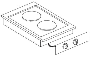 Elektro-Einbau-Kochfeld / 2 Kochzonen / 1x 2,6 / 1x 1,5 kW / 400 mm / Combisteel – professionelles Einbau-Kochfeld für Gastronomie