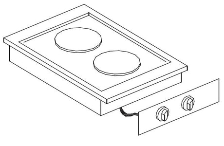 Elektro-Einbau-Kochfeld / 2 Kochzonen / 1x 2,6 / 1x 1,5 kW / 400 mm / Combisteel – professionelles Einbau-Kochfeld für Gastronomie