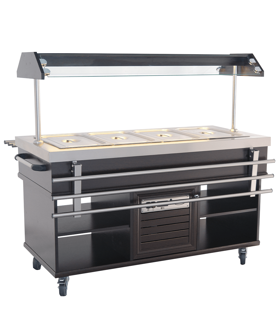 Gekühltes Buffet / 4 × 1/1 GN / Mahagoni / 1500 × 700 × 1400 mm / Combisteel