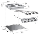 Elektro-Einbau-Kochfeld / 4 Kochzonen / 2x 2,6 / 2x 1,5 kW / 600 mm / Combisteel – professionelles Einbau-Kochfeld für Gastronomie