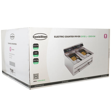 Elektrische Tischfritteuse 2 × 12 L / 2 × 9 kW / Combisteel
