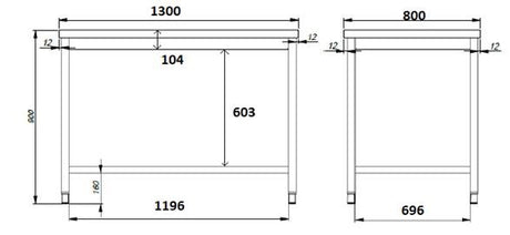 Arbeitstisch ohne Grundboden / 1300 × 800 mm / Combisteel