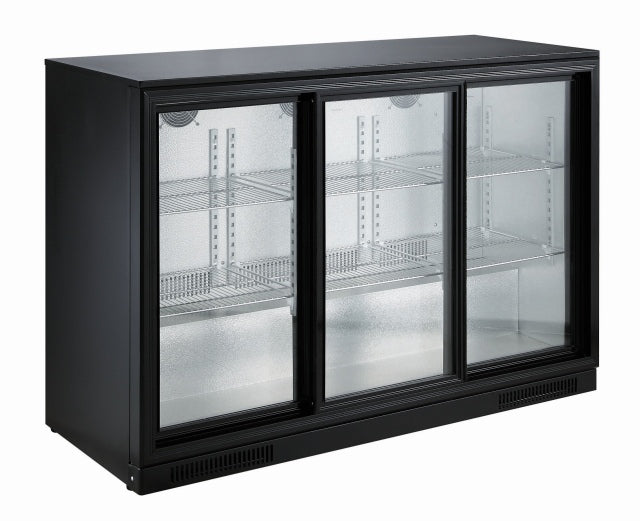 Barkühler 300 L mit 3 Schiebetüren / Schwarz / Combisteel