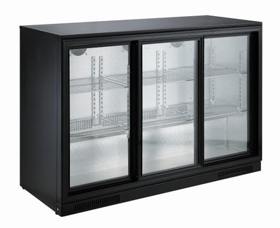 Barkühler 300 L mit 3 Schiebetüren / Schwarz / Combisteel