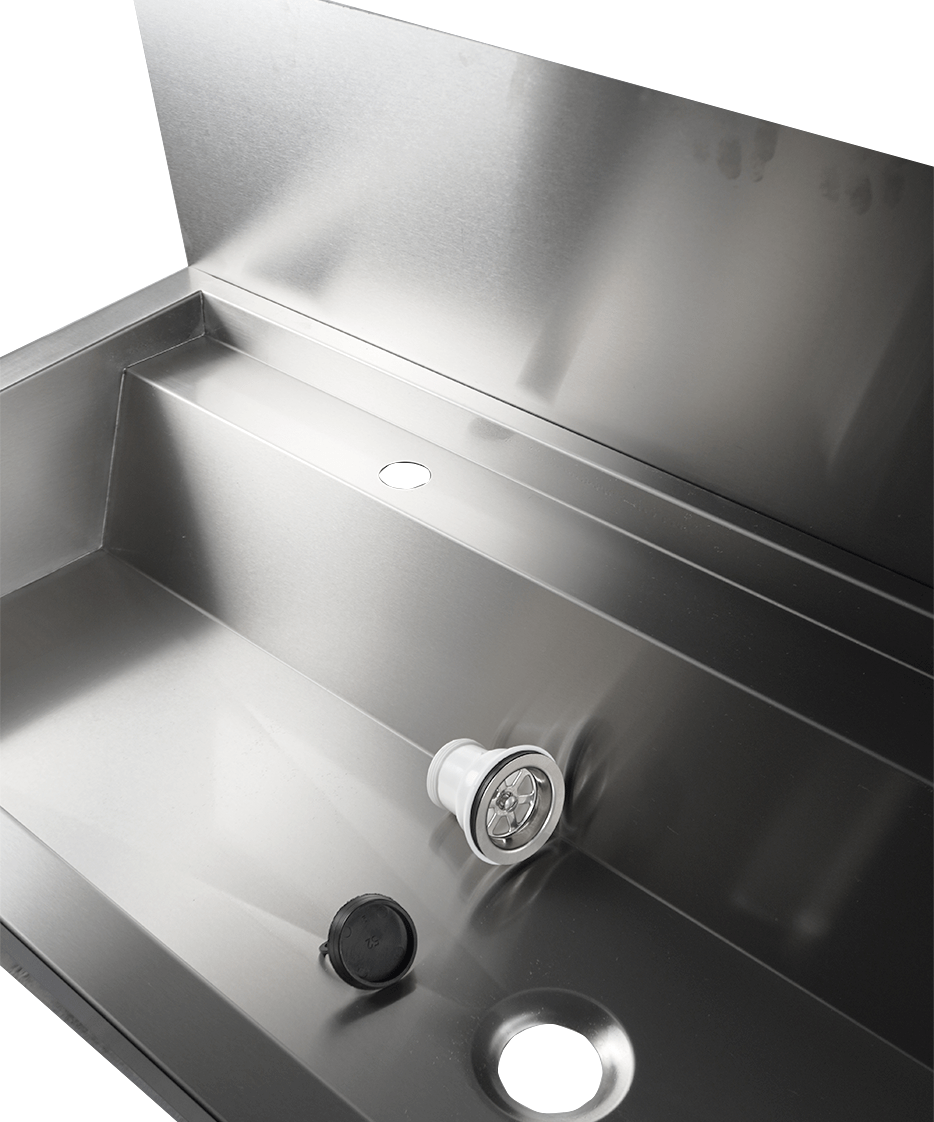 Edelstahl-Handwaschbecken / 1200 mm breit / 2 Armaturplätze / Combisteel