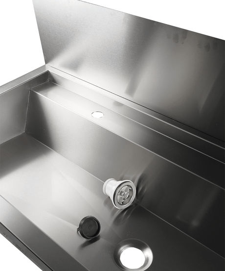 Edelstahl-Handwaschbecken / 1200 mm breit / 2 Armaturplätze / Combisteel