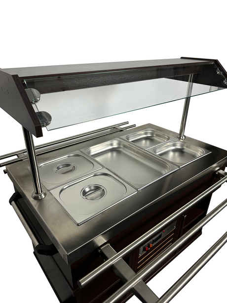Warmes Buffet / 3 × 1/1 GN / Mahagoni / 1200 × 700 × 1400 mm / Combisteel