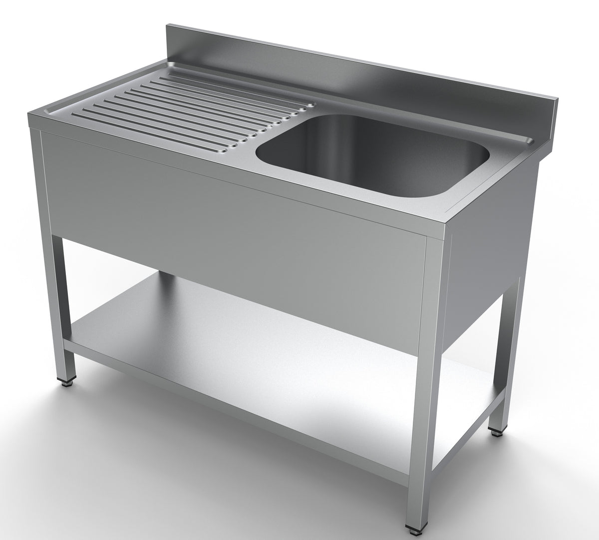 Spültisch mit Grundboden & 1 Becken rechts / 1200 × 600 mm / Combisteel
