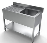 Spültisch mit Grundboden & 1 Becken rechts / 1200 × 600 mm / Combisteel