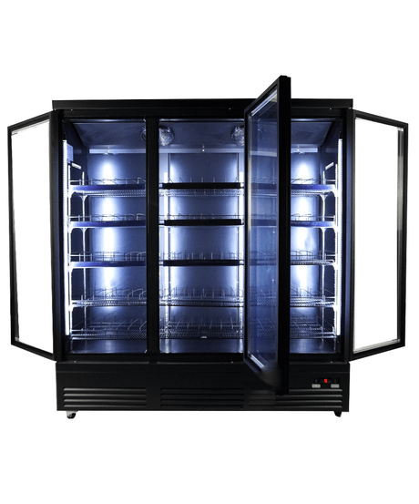 ХЛАДИЛНИК С 3 СТЪКЛЕНИ ВРАТИ ЧЕРЕН CEB-1600R BL