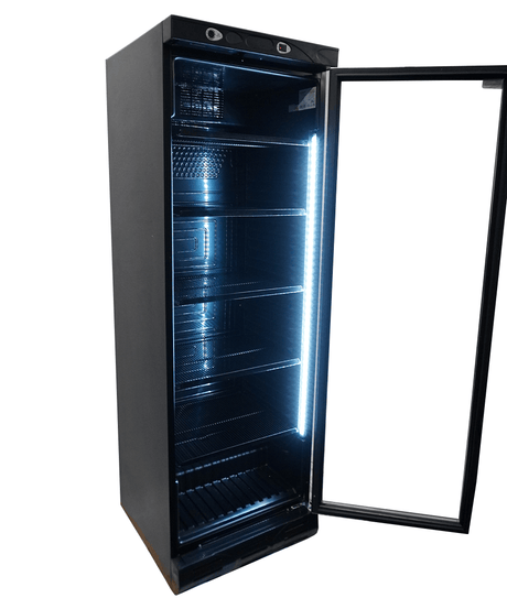 Getränkekühlschrank 1 Glastür 382 L Schwarz