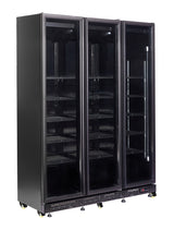 ХЛАДИЛНИК С 3 СТЪКЛЕНИ ВРАТИ ЧЕРЕН NAP-1200 HT - С НАГРЕВАТЕЛ НА ВРАТАТА
