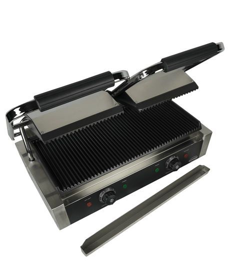 Elektrischer Doppel-Kontaktgrill gerillt 3,6 kW / Combisteel – professioneller Kontaktgrill für Gastronomie