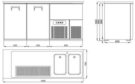 Combisteel Biertheke / 2 Türen 2 Rechts