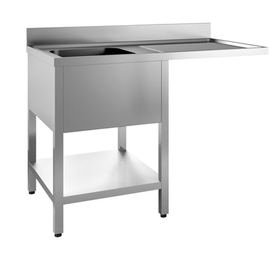 Spültisch mit Grundboden & 1 Becken links / für Spülmaschine / 1200 × 700 mm / Combisteel