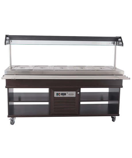 Warmes Buffet / 5 × 1/1 GN / Mahagoni / 1900 × 700 × 1400 mm / Combisteel
