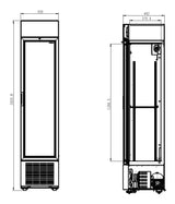 Slim Getränkekühlschrank 1 Tür Schwarz 232 L mit Werbedisplay