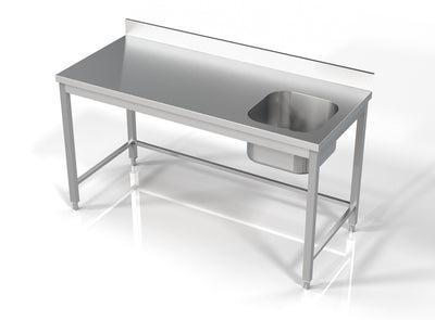 Spültisch ohne Grundboden & 1 Becken rechts / 1600 × 700 mm / Combisteel