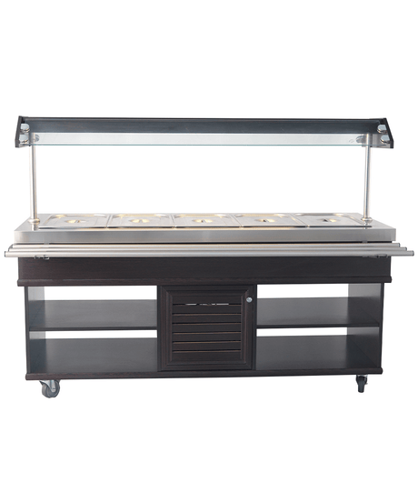 Warmes Buffet / 5 × 1/1 GN / Mahagoni / 1900 × 700 × 1400 mm / Combisteel