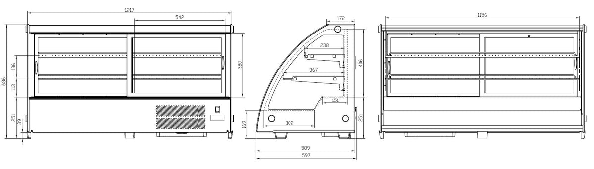 Kühlvitrine / 201 L / 0 bis 12 °C / gebogen / Combisteel – Detailansicht 2