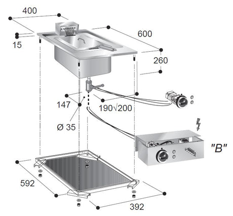 Elektrische Standfritteuse 1 × 10 L 5,5 kW – Produktansicht