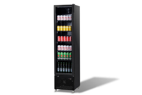 Combisteel / Slim Kühlschrank / 1 Glastür schwarz / 217 L