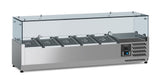 Kühlaufsatzvitrine 5 x GN 1/4, 1200 mm / Edelstahl / Combisteel