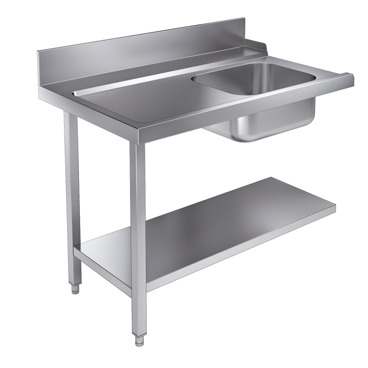 Zulauftisch mit Grundboden / 1200 × 800 mm / links / Combisteel