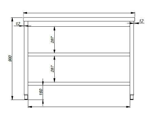 Arbeitstisch mit doppeltem Grundboden / 900 × 600 mm / Combisteel