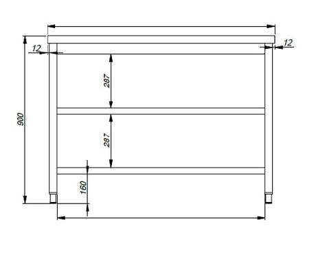 Arbeitstisch mit doppeltem Grundboden / 1000 × 600 mm / Combisteel
