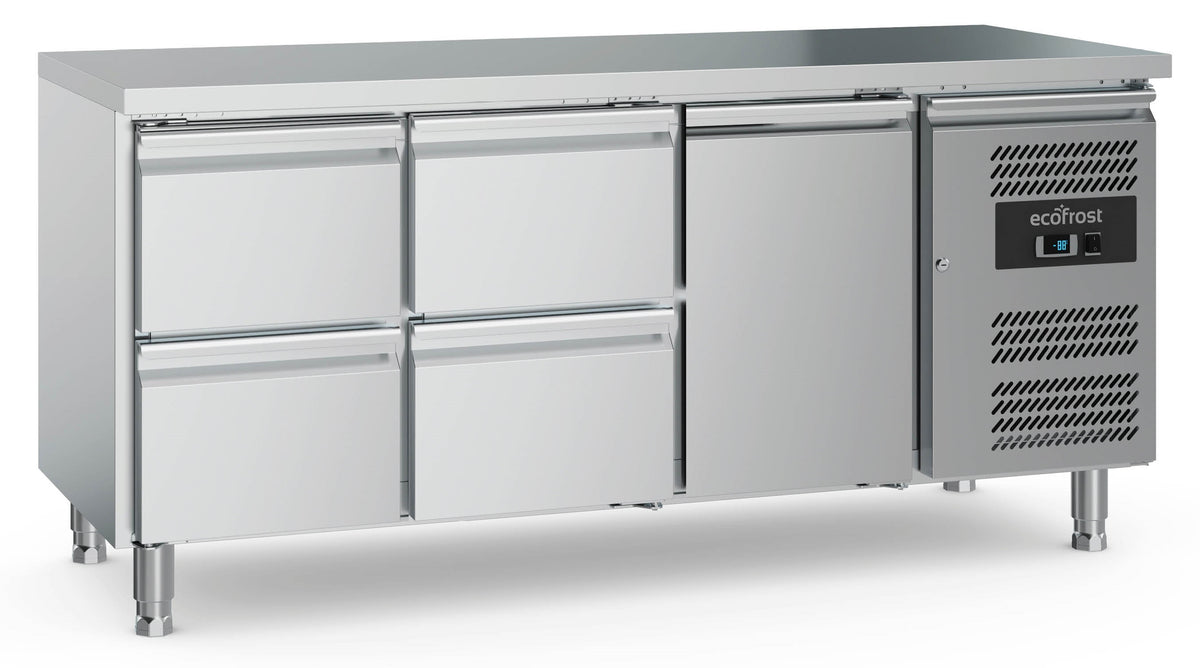 Kühltisch / Ecofrost / 1 Tür + 4 Schubladen / 417 L / Combisteel