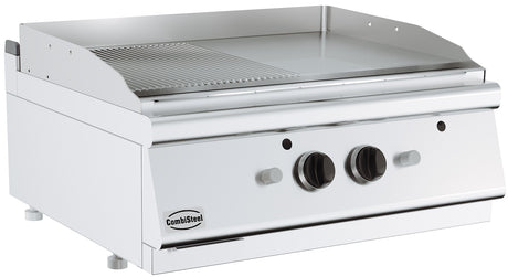 Gas-Grillplatte BASE 700 / Chrom glatt/gerillt / 800 mm / 13 kW / Combisteel – professionelle Gas-Grillplatte für Gastronomie