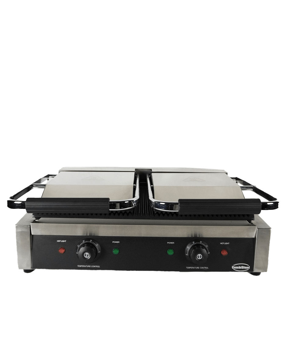 Elektrischer Doppel-Kontaktgrill gerillt 3,6 kW / Combisteel – professioneller Kontaktgrill für Gastronomie