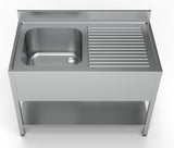 Spültisch mit Grundboden & 1 Becken links / 1200 × 700 mm / Combisteel